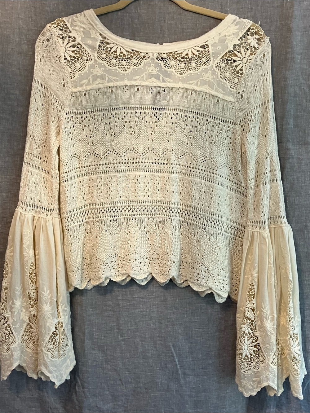 Free People Linen-blend Sweater Top with Flared Sleeves